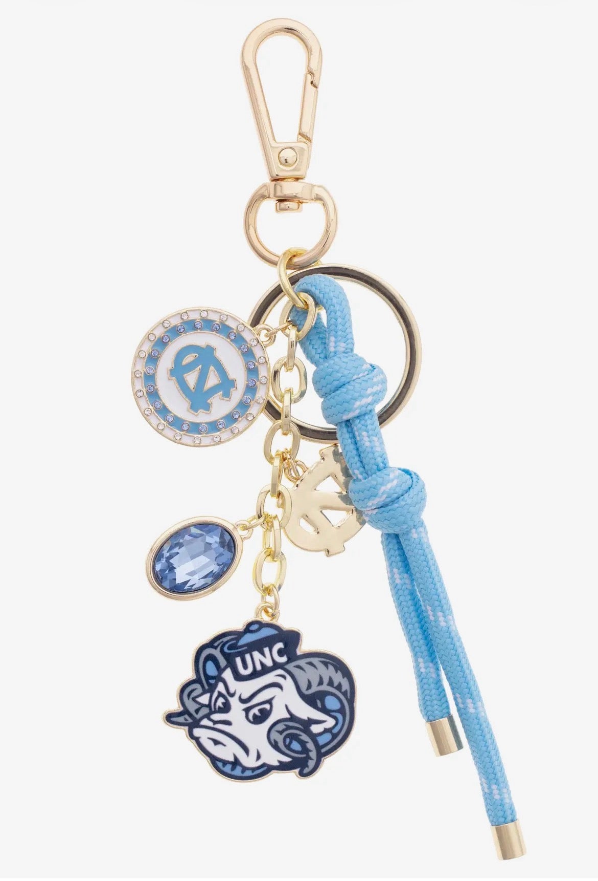 North Carolina Tarheels CANVAS Style Cluster Bag Charm in Blue