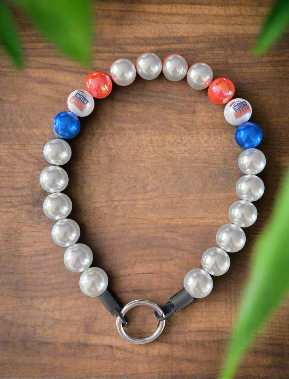 Denver Broncos NFL Custom Beaded Dog Collar