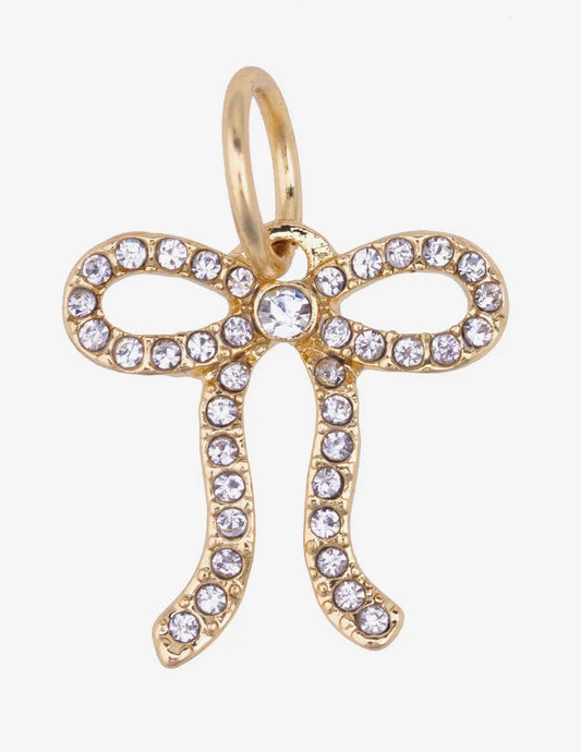 Pave Looped Bow Charm in Shiny Gold