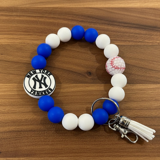 New York Yankees Baseball MLB Silicone Beaded Keychain Wristlet