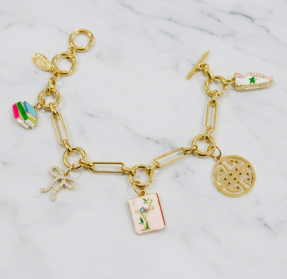 Bella Multi-Charm Toggle Bracelet in Gold