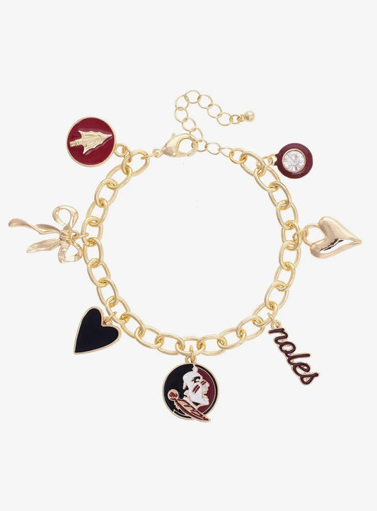 FSU Florida State Seminoles Enamel Icons Charm Bracelet