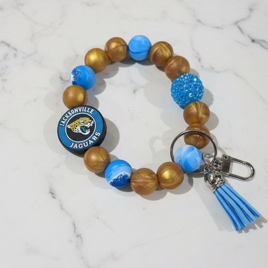Jacksonville Jaguars Silicone Beaded Keychain Wristlet