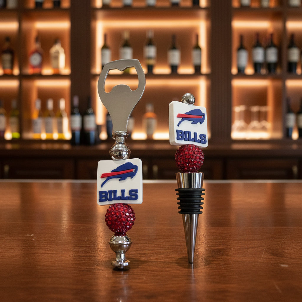 Buffalo Bills Custom Beaded Wine Stopper and Bottle Opener