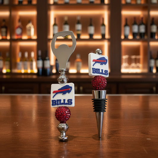 Buffalo Bills Custom Beaded Wine Stopper and Bottle Opener
