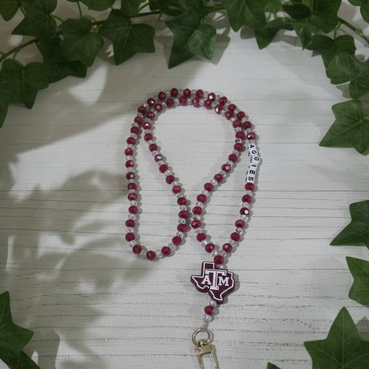Texas A&M Aggies Custom Beaded Lanyard