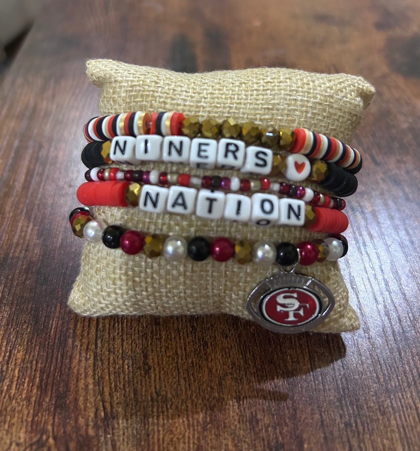 San Francisco 49ers NFL Custom Beaded Bracelet Stack