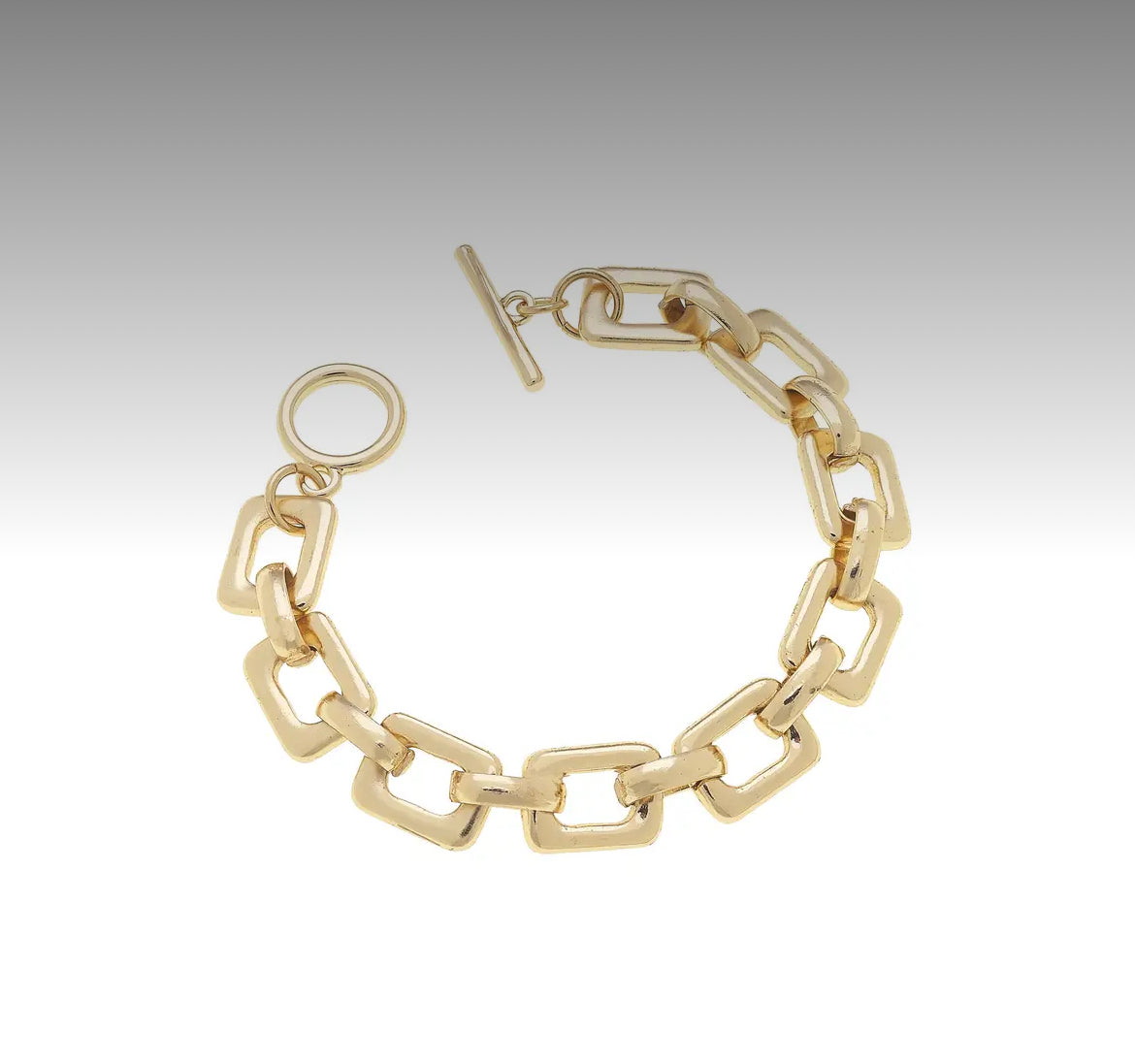 Canvas Style: Conrad Chain Link Toggle Necklace and Bracelet in Shiny Gold