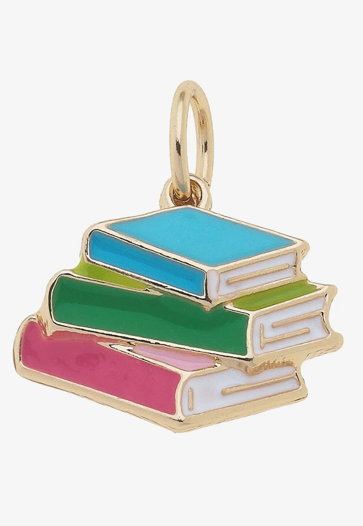 Book Charm In Multi Color Stacked Books
