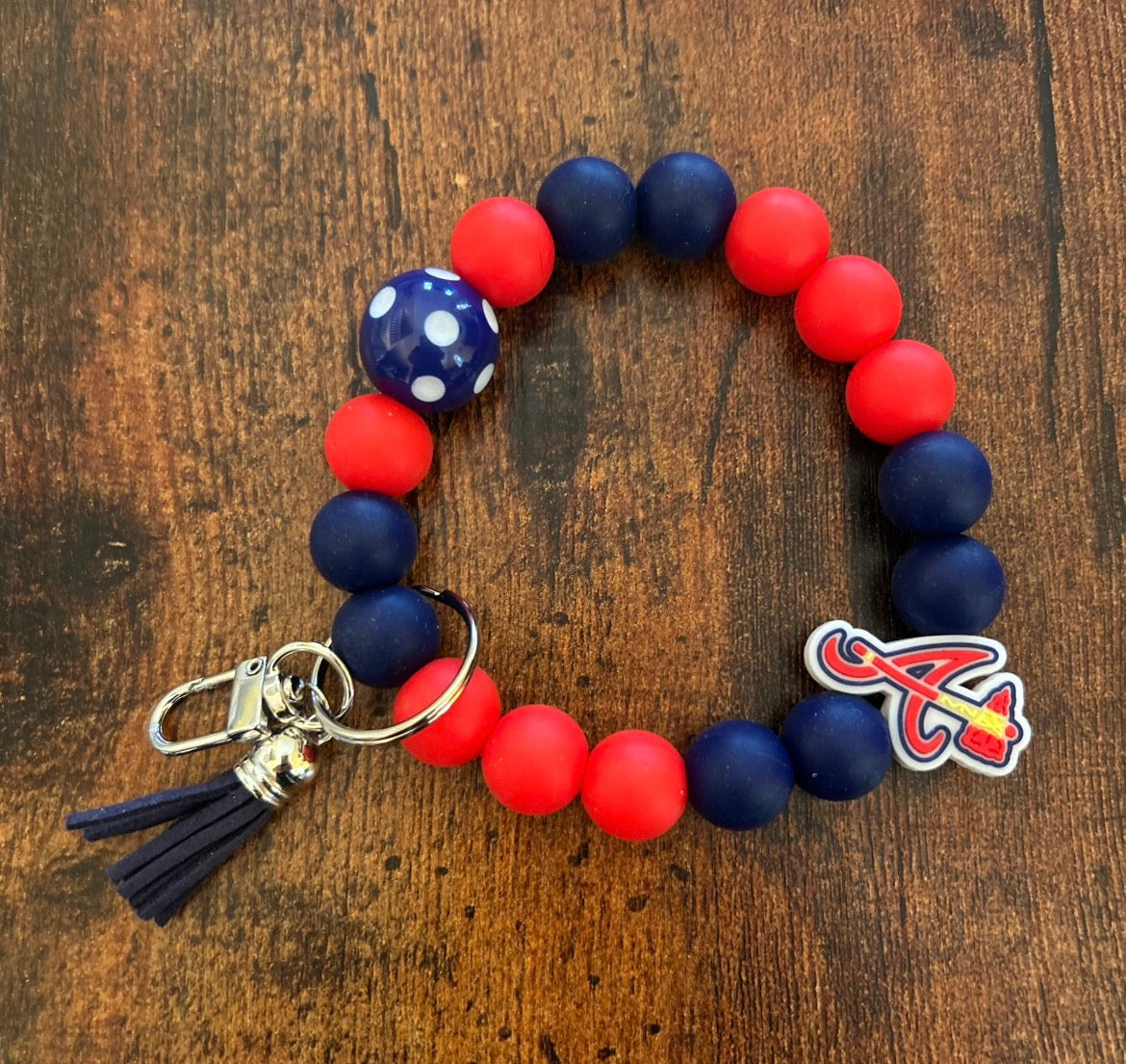 Atlanta Braves Silicone Beaded Keychain Wristlet