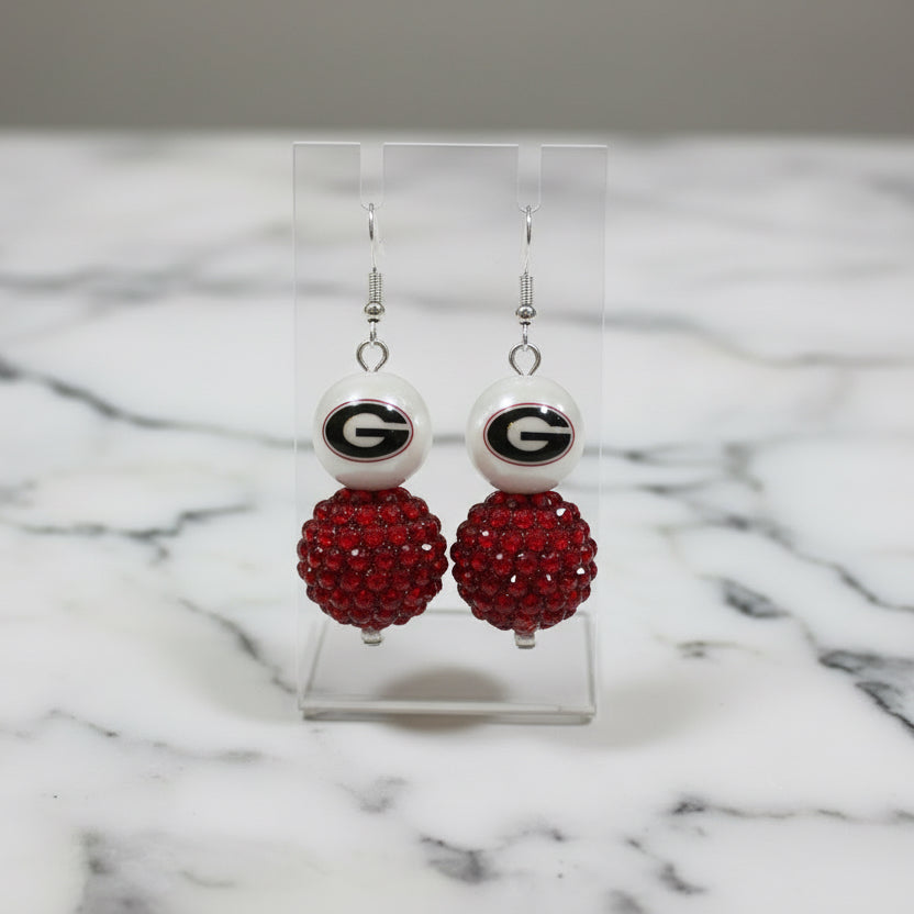 UGA University of Georgia Bulldogs Custom Beaded Gameday Earrings