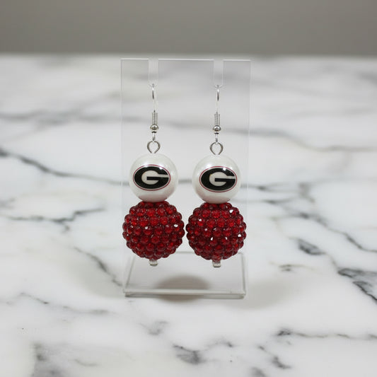 UGA University of Georgia Bulldogs Custom Beaded Gameday Earrings