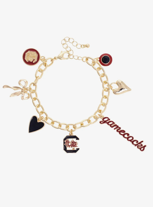 South Carolina Gamecocks CANVAS Style Enamel Icon Charm Bracelet
