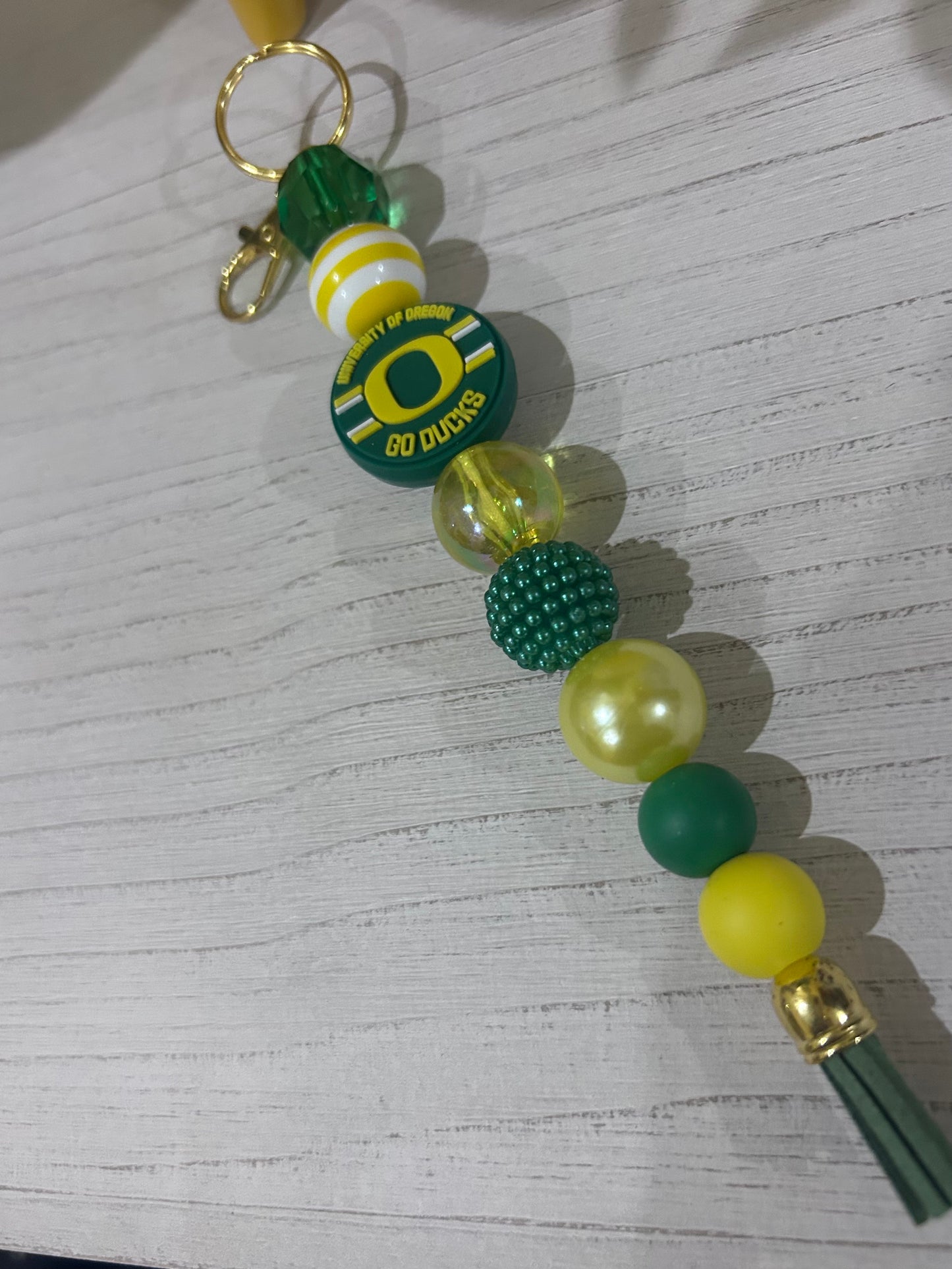 University of Oregon Ducks Custom Beaded Keychain