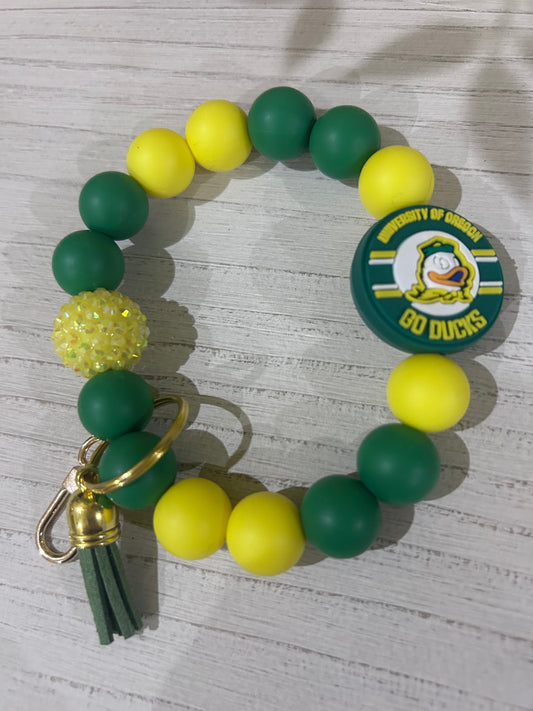 University of Oregon Ducks Silicone Beaded Keychain Wristlet