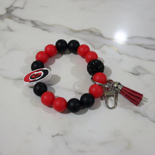 Carolina Hurricanes Silicone Beaded Keychain Wristlet