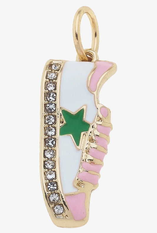 Star Sneaker Charm in White & Light Pink
