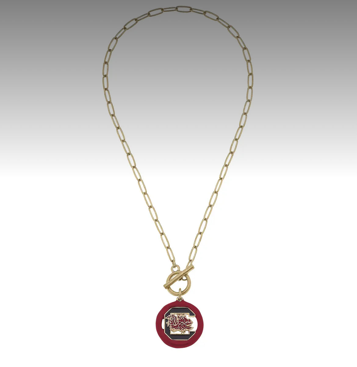 UofSC University of South Carolina Gamecocks Logo Enamel T-Bar Necklace