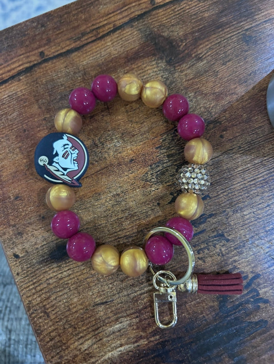 Florida State University Silicone Beaded Keychain Wristlet