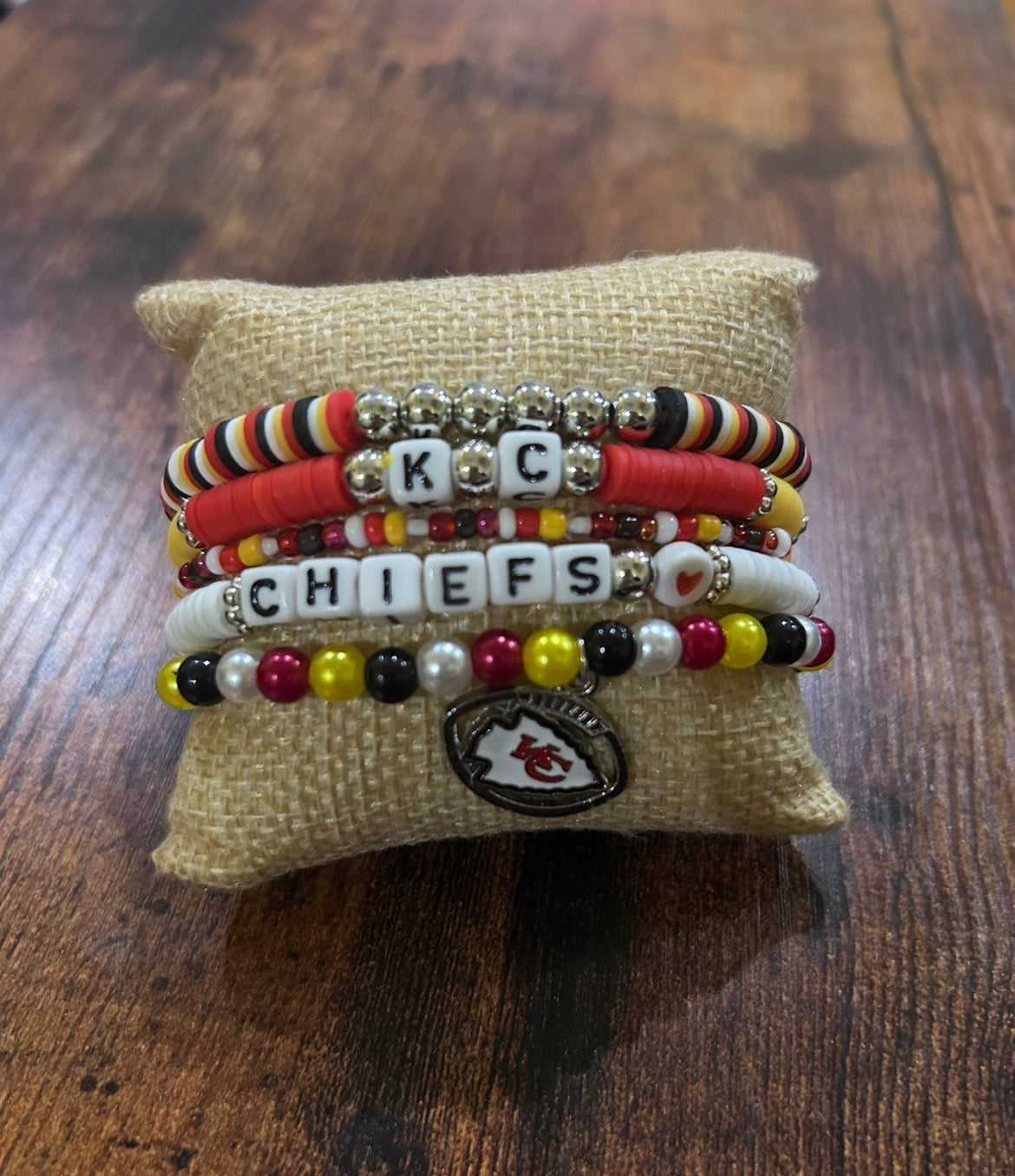 Kansas City Chiefs NFL Custom Beaded Bracelet Stack