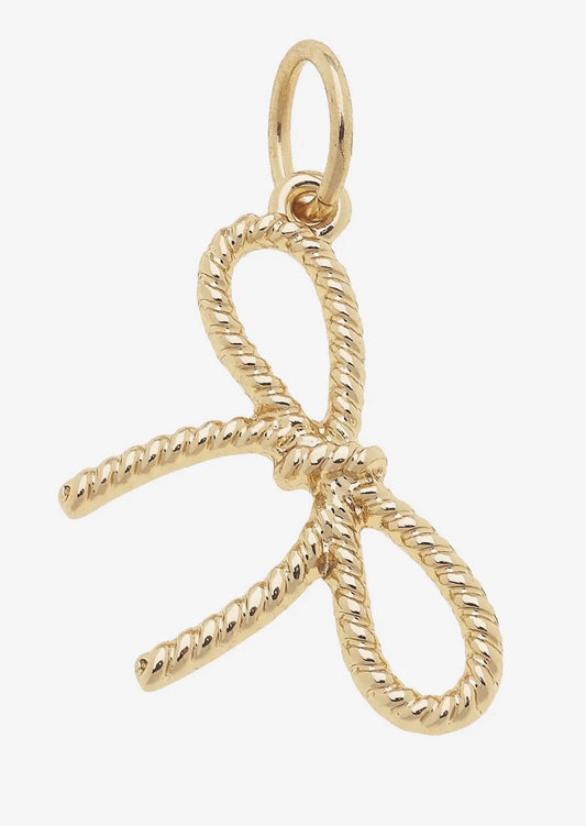 Rope Bow Charm in Shiny Gold