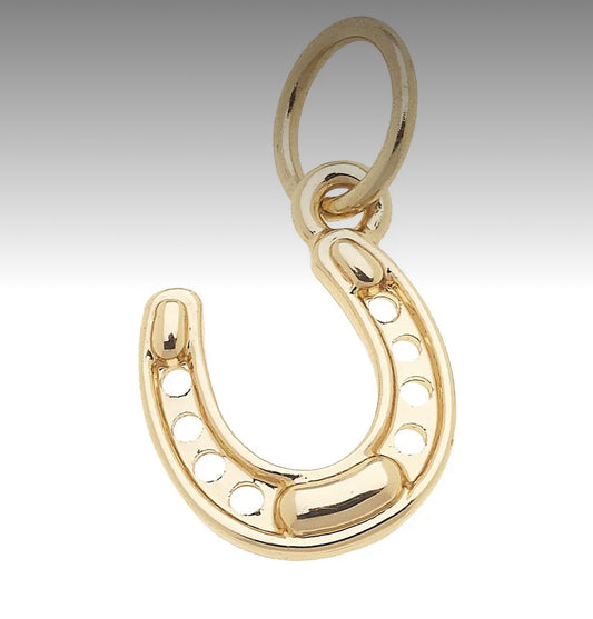 Lucky Horseshoe Charm in Shiny Gold