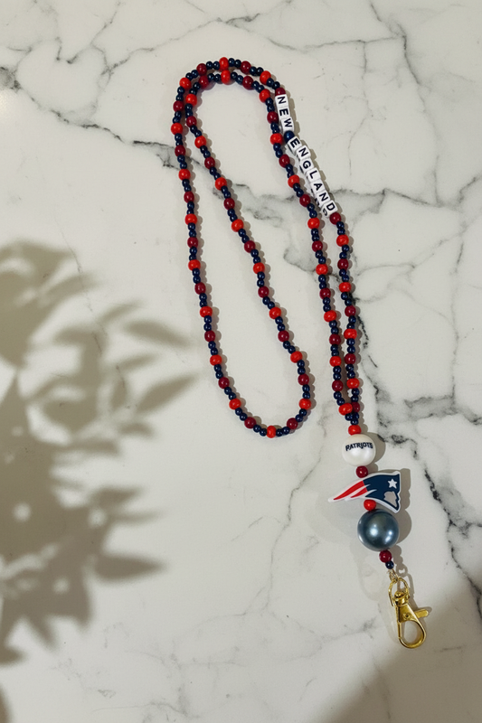 New England Patriots NFL Custom Beaded Lanyard