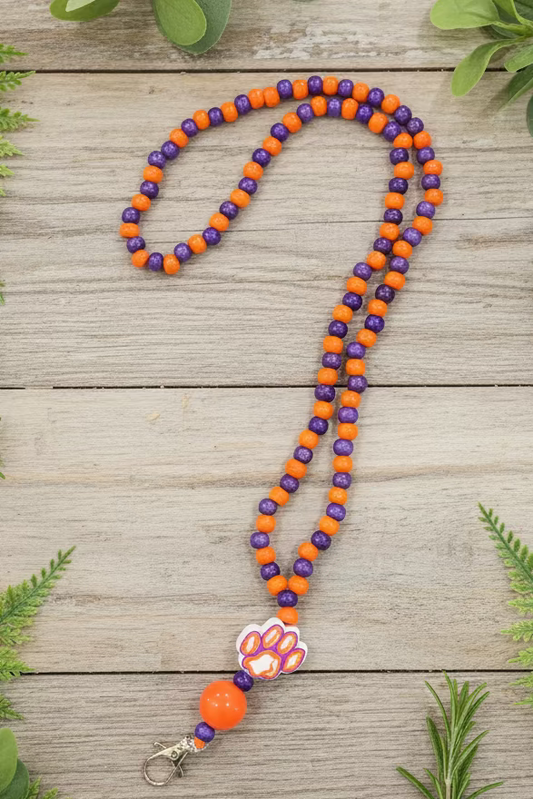 Clemson University Tigers Hand Beaded Lanyard