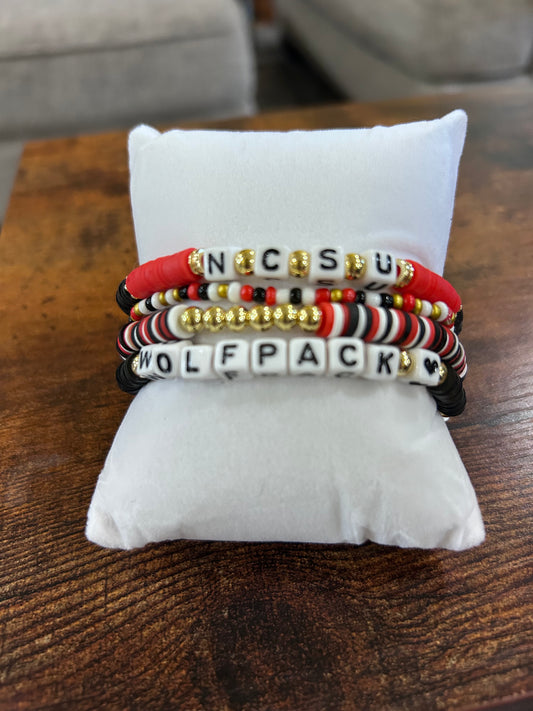 NCSU North Carolina State University Wolfpack Bracelet Stack