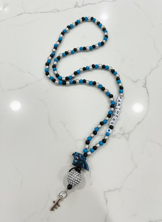 Carolina Panthers NFL Custom Beaded Lanyard