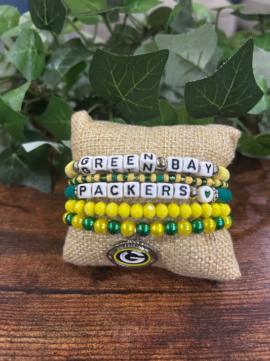 Green Bay Packers Custom Beaded Bracelet Stack