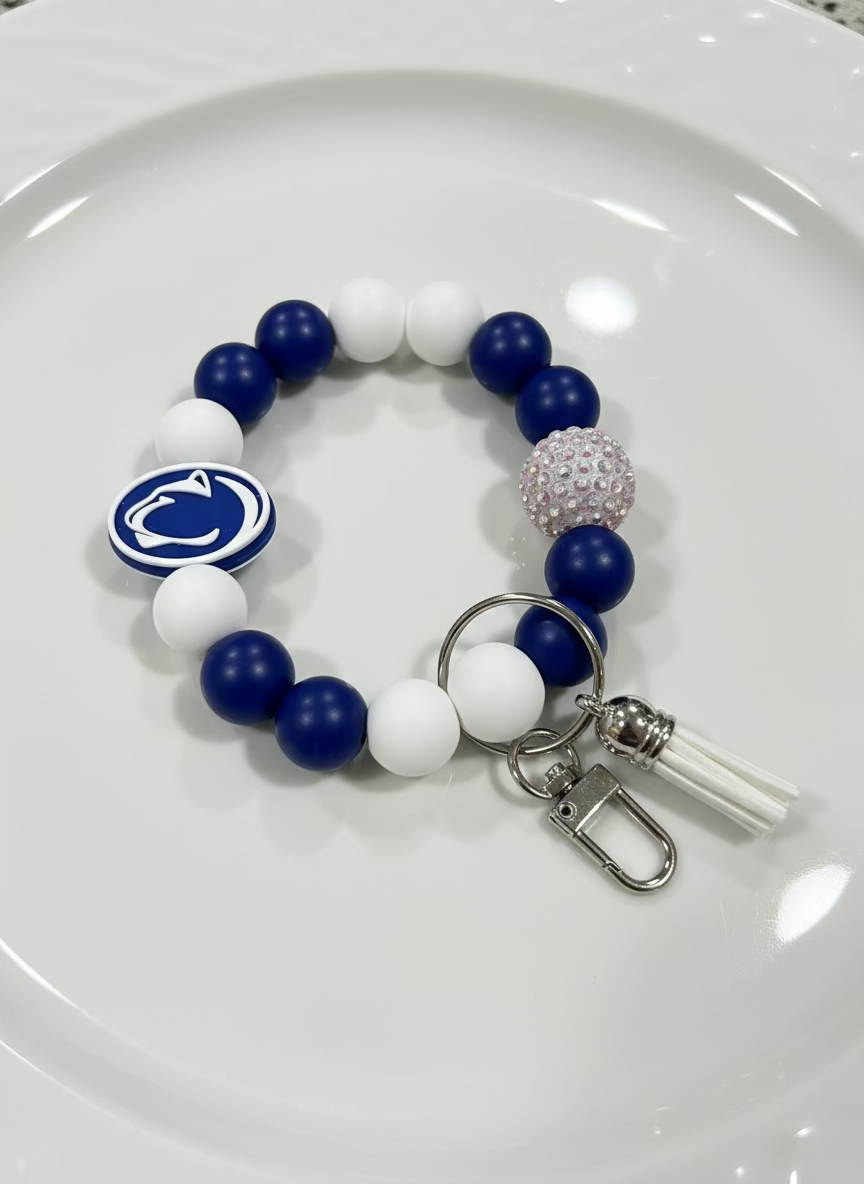 Penn State Silicone Beaded Keychain Wristlet