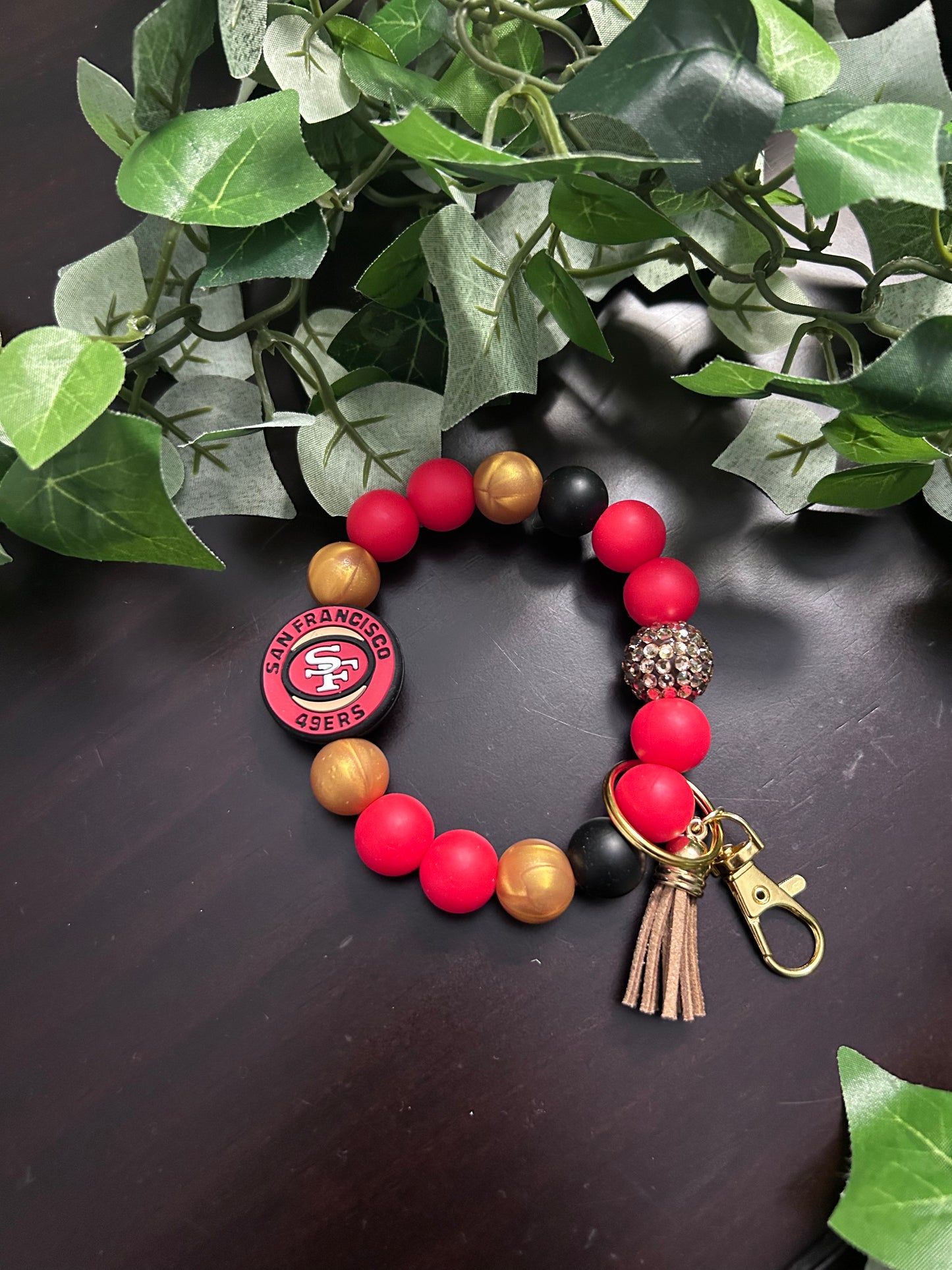 San Francisco 49ers Silicone Beaded Keychain Wristlet