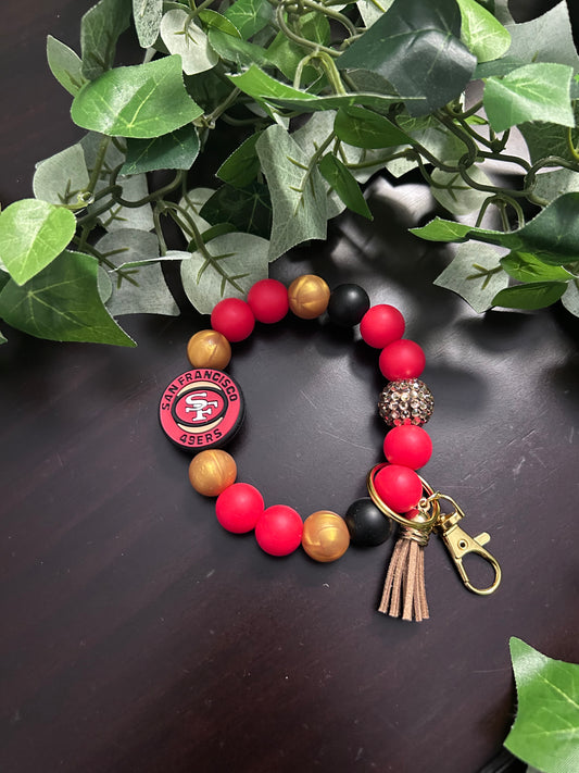 San Francisco 49ers Silicone Beaded Keychain Wristlet