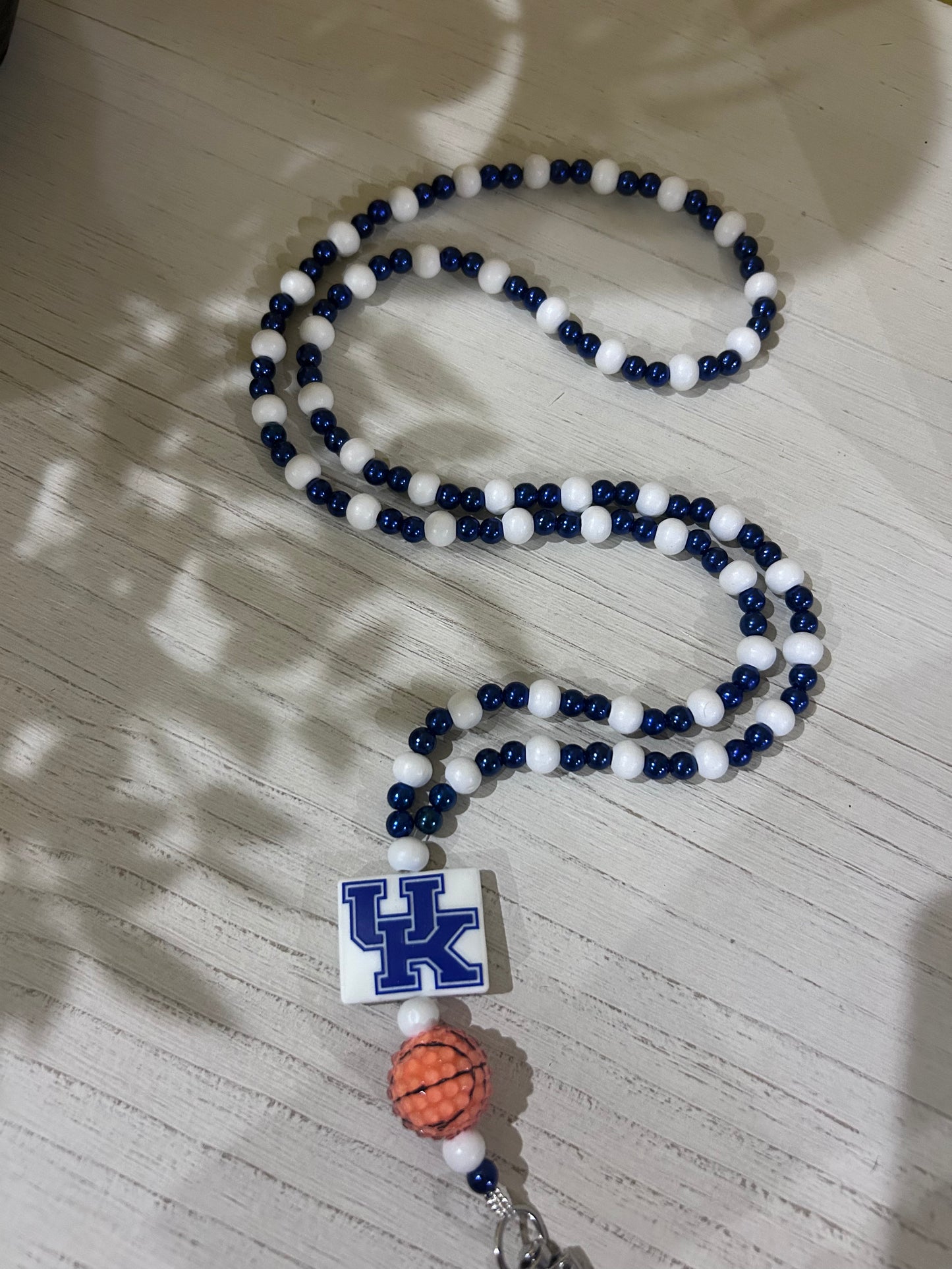 UK University of Kentucky Wildcats Basketball Beaded Lanyard