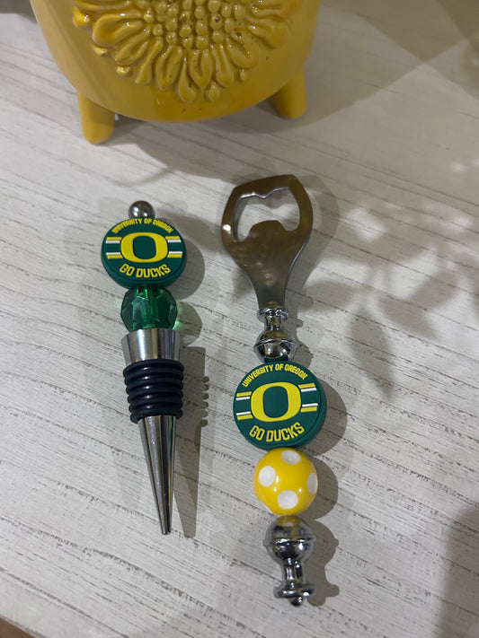University of Oregon Ducks Custom Wine Stopper and Bottle Opener