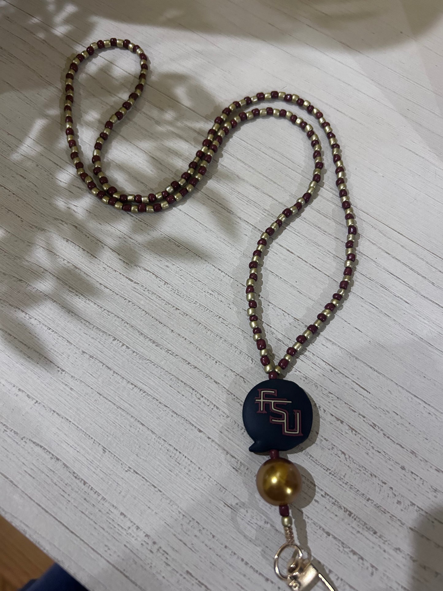 FSU Florida State University Seminoles Custom Beaded Lanyard