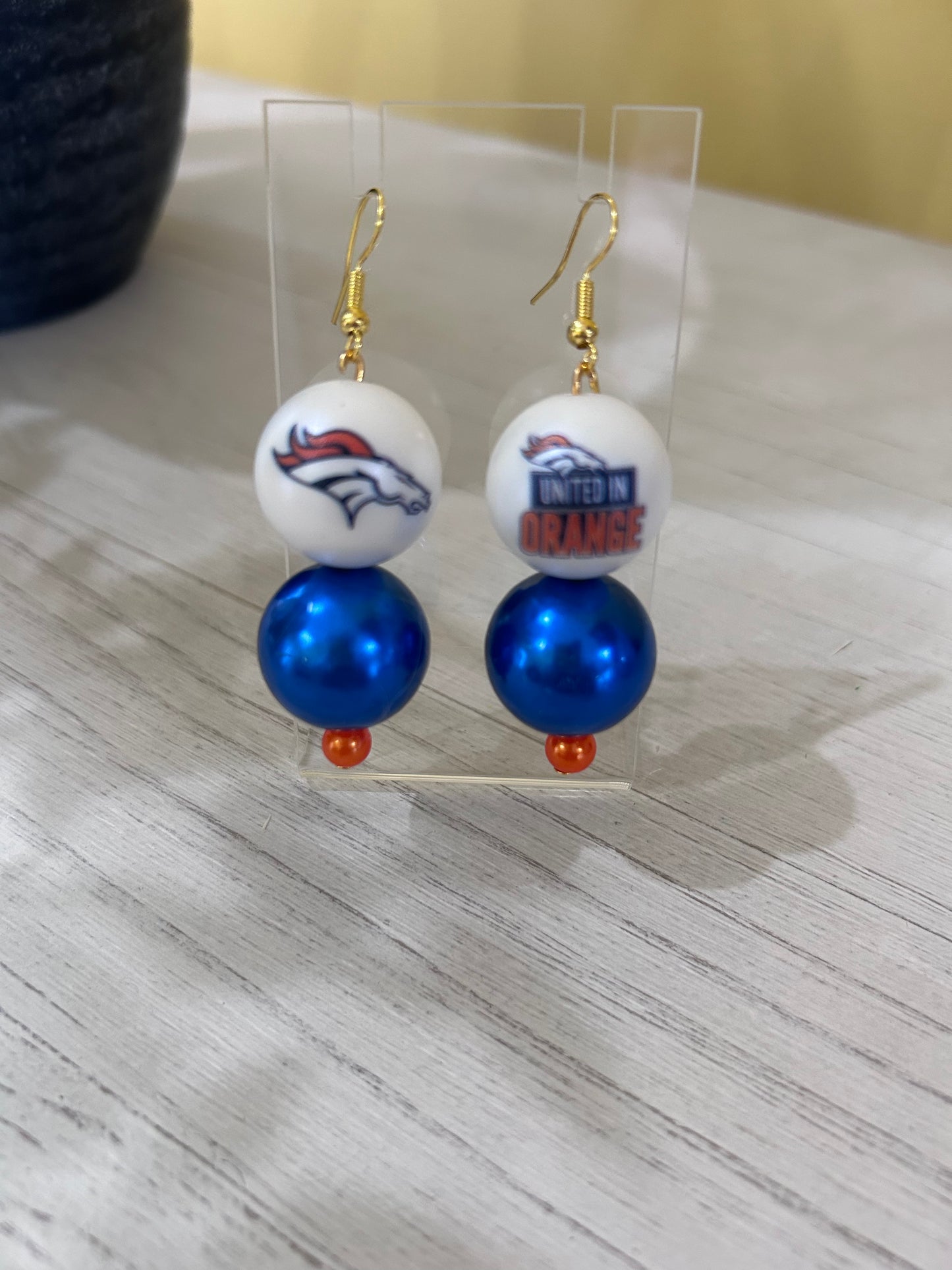 Denver Broncos NFL Custom Beaded Gameday Earrings