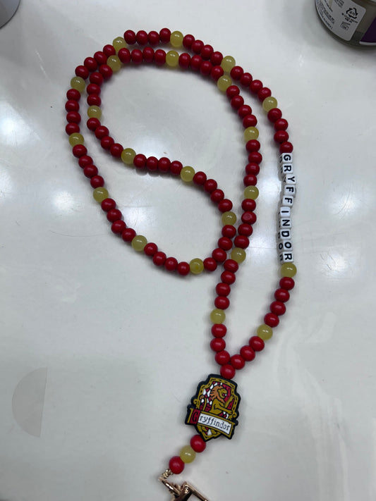 Gryffindor Red and Yellow Custom Beaded Lanyard