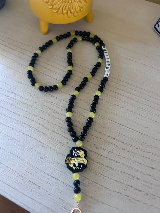 Hufflepuff Yellow and Black Custom Beaded Lanyard