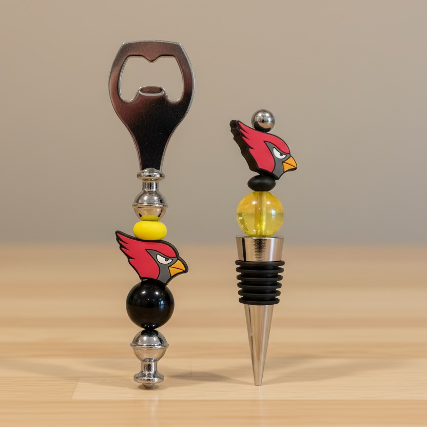 Louisville Cardinals Custom Beaded Wine Stopper and Bottle Opener