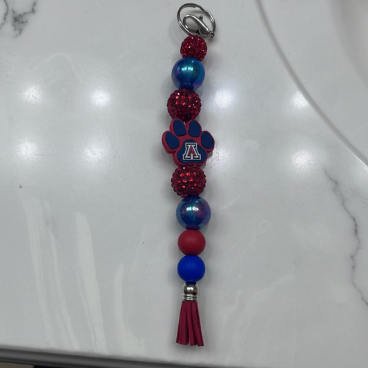 Arizona Wildcats Custom Beaded Keychain