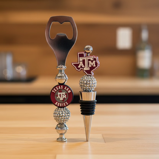Texas A&M Aggies Custom Beaded Wine Stopper and Bottle Opener