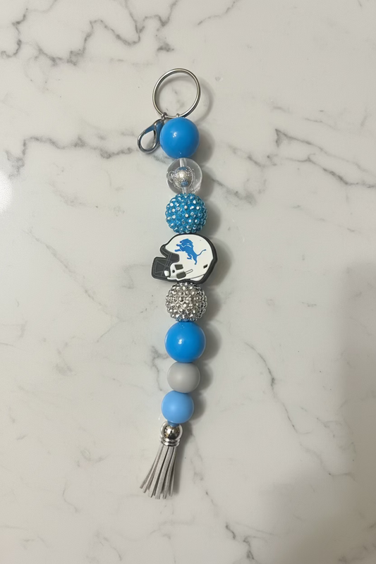 Detroit Lions Custom Beaded Keychain