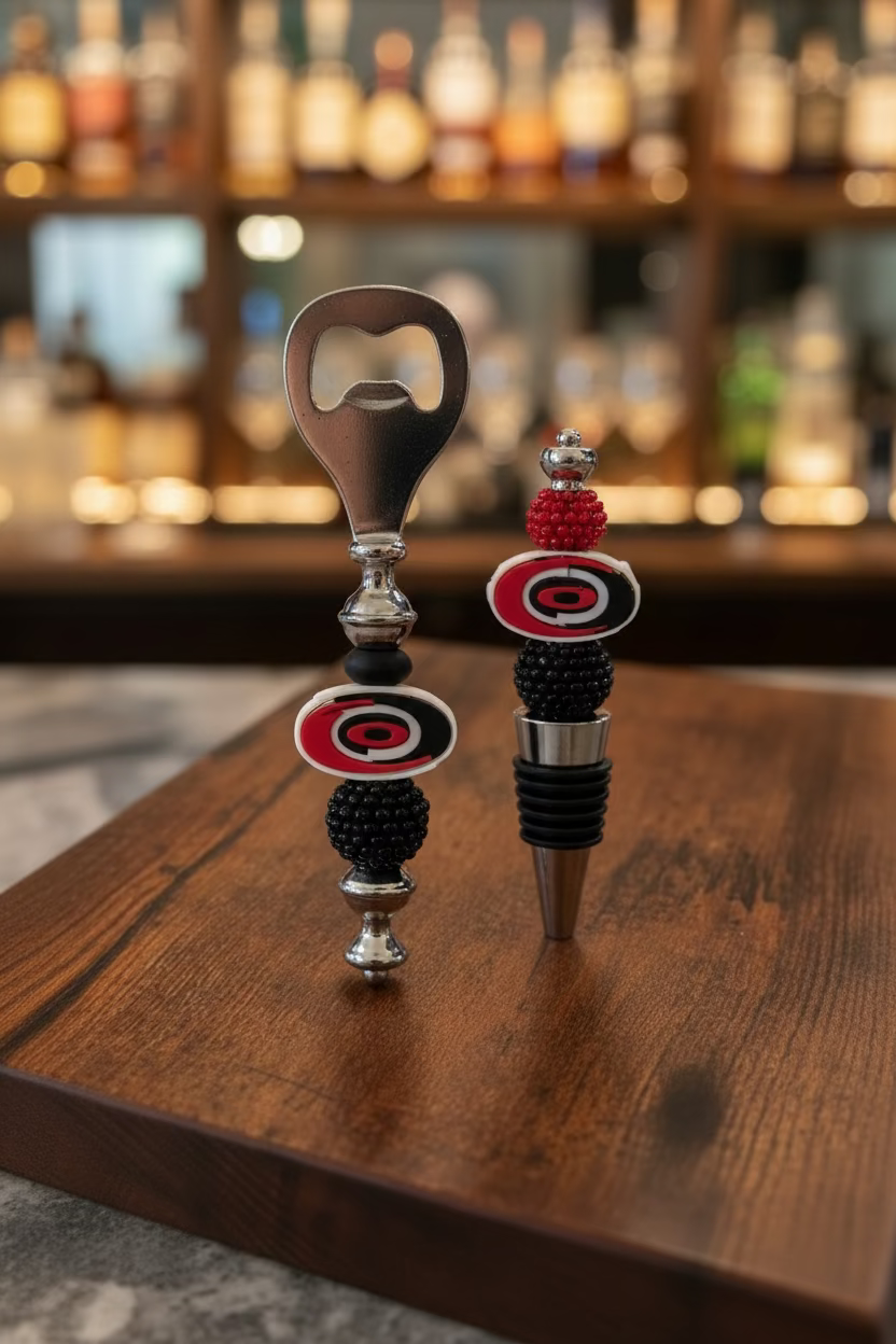 Carolina Hurricanes NHL Silicone Beaded Wine Stopper and Bottle Opener