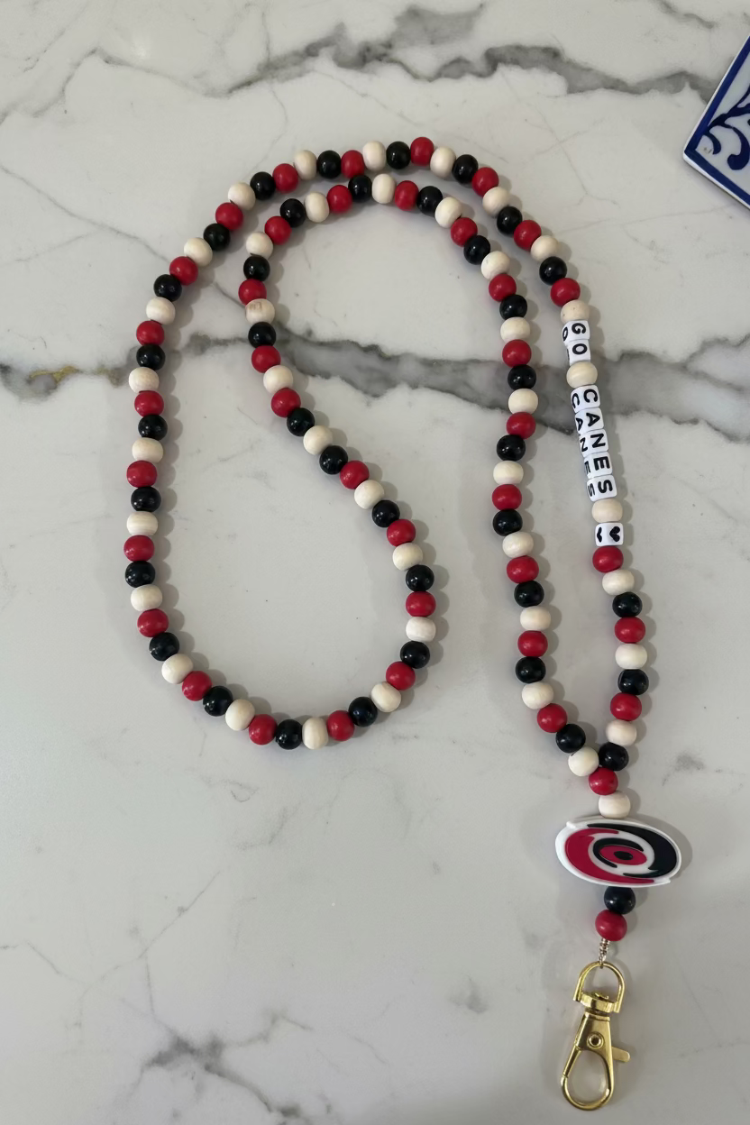 Carolina Hurricanes Custom Beaded Lanyard