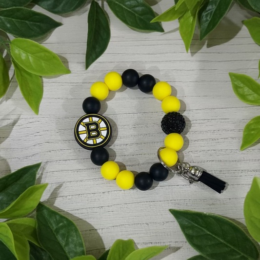 Boston Bruins Custom Beaded Keychain Wristlet