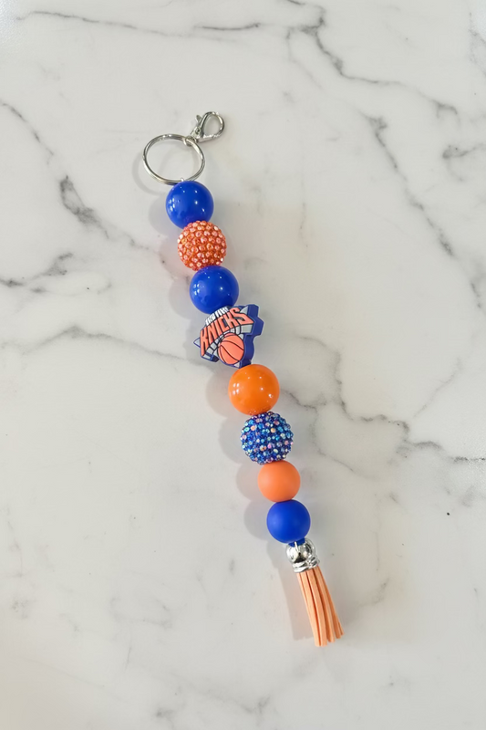 New York Knicks Bubblegum Beaded Keychain