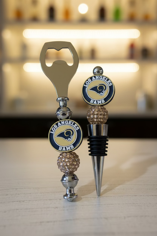 Los Angeles Rams Custom Beaded Wine Stopper and Bottle Opener