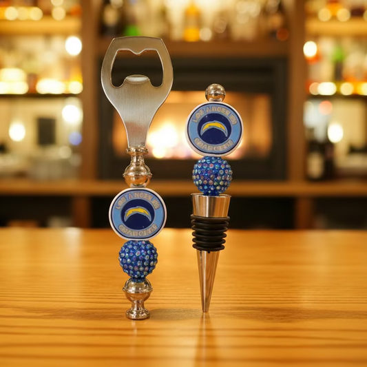 Los Angeles Chargers Custom Beaded Wine Stopper and Bottle Opener